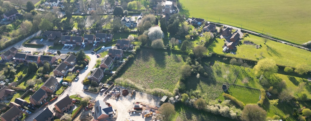 Aerial view of Blythe Meadow during construcvtion